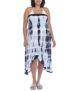 Raviya NAVY BLUE TIE DYE Women's Smocked Tube Dress Swim Cover-Up, US Small - Picture 1 of 3