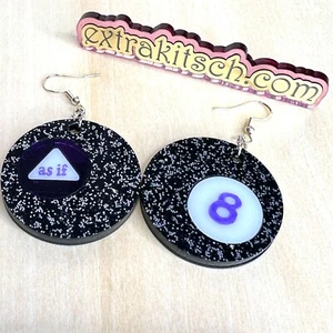 Magic Eight Ball Earrings - Clueless Y2K - As If - Picture 1 of 3