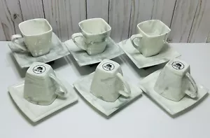 Juego completo de 12 tazas de té de porcelana Malacasa gris/blanco jaspeado + 6 platillos - Imagen 1 de 22