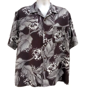 Camisa Island Republic Hawaiana Aloha Friday Para Hombres L Seda Marrón Floral Abotonada - Imagen 1 de 9