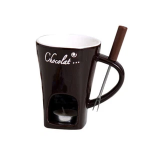Chocolate Fondue Mugs,Ceramic Chocolate Fondue Coffee Cup with Forks,Melting - Picture 1 of 16