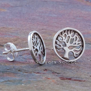 925 Sterling Silber KELTISCHER LEBENSBAUM irische OHRRINGE Knotenarbeit Pfosten Ohrstecker 0,925 - Bild 1 von 2