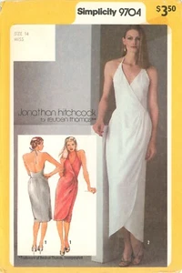 Vestido halter envolvente frontal Simplicity 9704 con espalda redonda y dobladillo de pétalos talla 14 SIN CORTAR - Imagen 1 de 5