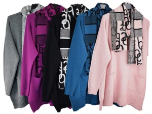 Conjunto de jersey de punto suave italiano Lagenlook para dama y bufanda estampada a juego. - Imagen 1 de 20