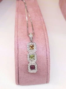 18k White Gold Briliant Diamonds Halo Dangle Pendant - RM233 - Picture 1 of 3