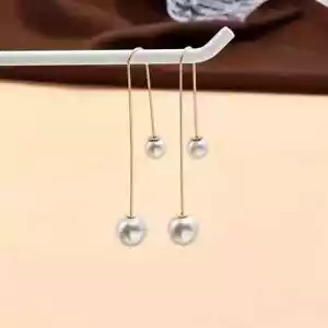 Elegant Minimalist Detachable Faux Pearl Threader Earrings Copper Material - Picture 1 of 4