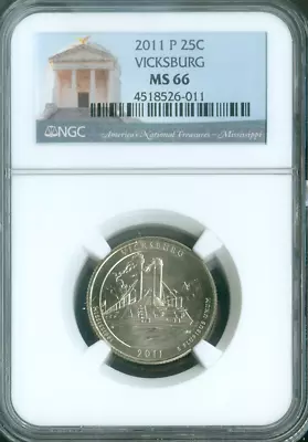 2011 P Vicksburg Quarter NGC MS66 . - Image 1 of 2