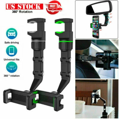 360° Rotation Adjustable Holder Car Rearview Mirror Mount Clip Phone Cradle GPS - Image 1 of 4