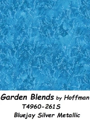 Mezclas de jardín follaje algodón tela de edredón Hoffman T4960-261 azul plata metálico Foto 1 de 4