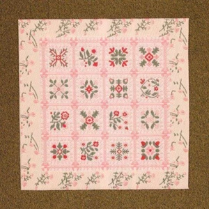 Pink Patchwork Rug or Blanket for 12th Scale Dolls House - Picture 1 of 1