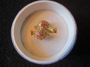 Vergoldeter Ring rosa und klare Steine Größe 6 3/4 - Bild 1 von 3