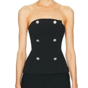 L'AGENCE Fay trägerloses gewebtes Bustier-Top mit Kristallverzierung neu mit Etikett Größe 2 425 $ - Bild 1 von 6