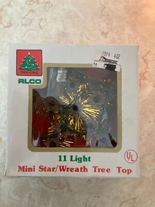 NOS Vintage ALCO Gold Tinsel Star Mini Christmas Topper Original Box 11 Lights - Picture 1 of 6
