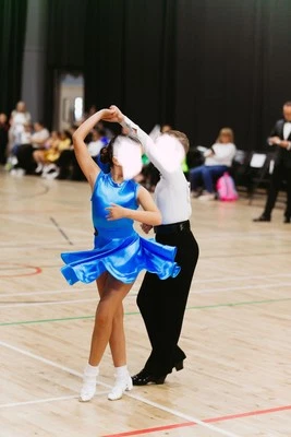 Electric Blue Juvenile Latin Dress - Image 1 of 2