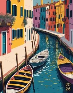 Colorful Canal 2026 7.5" x 9.5" Booklet Monthly Planner - Picture 1 of 5