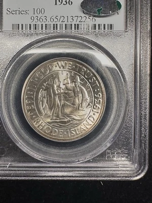 1936 D Rhode Island Commemorative Half Dollar 50C PCGS MS 65 CAC Some Toning - Image 1 of 4