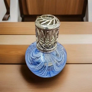 Art Glass Perfume Bottle Fragrance Diffuser Swirl Blue 4” Oil Lamp - Picture 1 of 6