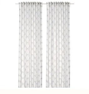 Par de Cortinas Ikea Reidunn Gris Claro Manchas Blancas Puntos 145cm Ancho x 250cm Círculo - Imagen 1 de 18