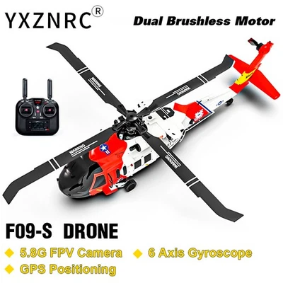 YXZNRC RC Helicopter F09-S 2.4G 6CH Gyro GPS Dual Brushless Motor Remote Control - Image 1 of 4