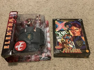 Lote de 2 figuras Marvel Elektra edición especial coleccionista y cubierta famosa de Psylocke Foto 1 de 4