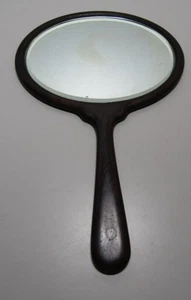 ANTIKER OVALER HANDSPIEGEL AUS ABGESCHRÄGTEM MAHAGONIHOLZ AUS GLAS 13 ZOLL - Bild 1 von 5