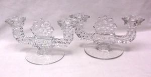 Pair American Fostoria Double Candle Holders - Picture 1 of 1