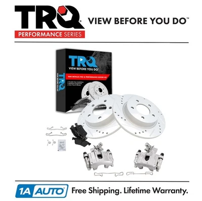 TRQ Rear Brake Calipers Ceramic Pads & Drilled Rotors Fits 2009-2013 Mazda 3 - Image 1 of 4