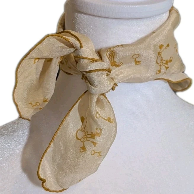 De Colección Bufanda Borde Enrollado a Mano Llaves Esqueleto Diseño Monocromático Retro Pañuelo para el Cuello  Foto 1 de 4