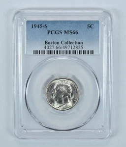 1945-S Jefferson Nickel Boston Collection MS66 PCGS Blue Label *7544 - Picture 1 of 5