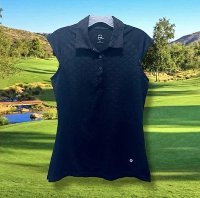 EP New York Golf Polo Shirt Top Womens S Black Stretch Active Cap Sleeve - Image 1 of 4