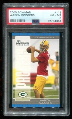 Bowman #112 2005 Aaron Rodgers PSA 8 casi nuevo-como nuevo radiocontrol Rookie Packers~(PL) Foto 1 de 2