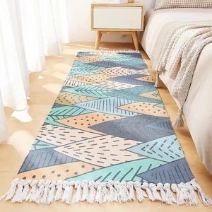 Vintage Textured Tassel Runner Rug, Washable Multicolor Area Rug, Hand-Made& ... - Foto 1 di 8