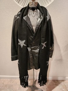 Neu mit Etikett Coach Star Intarsia langer Schal mit Fransen schwarz/grau Logo - F86021 - Bild 1 von 4