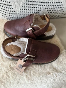 Dr. Martens Pantoletten Damen 9 M Herren 8Jorge braun Leder Lammfell gefüttert Boho neu ohne Karton - Bild 1 von 7