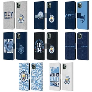 MANCHESTER CITY MAN CITY FC GRAPHICS LEATHER BOOK CASE FOR APPLE iPHONE PHONES - Picture 1 of 14