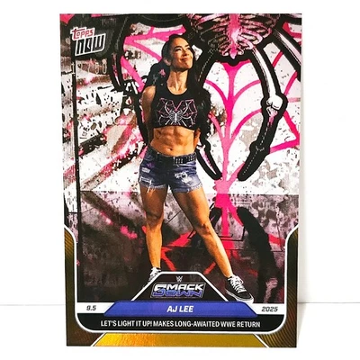 2025 Topps Now WWE AJ LEE #92 GOLD Foil Parallel # /50 Smackdown Return IN HAND - Image 1 of 2