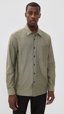 Theory Irving 100% Linen Shirt Mens Sz L Olive Long Sleeve Button Down NEW $245 - Image 1 of 4