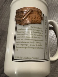Taza de café Longaberger Pottery Cream RARA 16 OZ. Raised Market Basket Story - Imagen 1 de 6