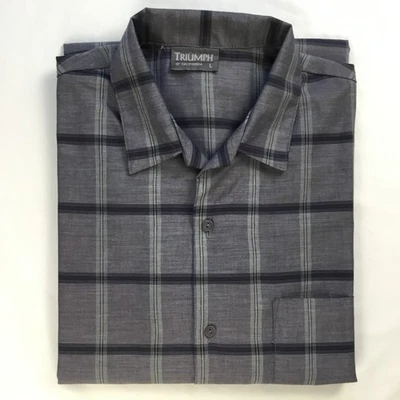 Camisa De Colección Triumph Of California Para Hombre Grande Gris Cuadros Manga Larga Hecha en EE. UU. Foto 1 de 4