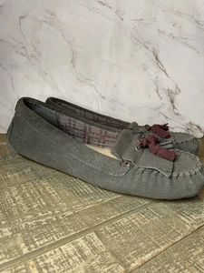 UGG Womens Lizzy Moccasin Gray Suede Leather Tassels Slippers SN 1005475 Size 7 - Picture 1 of 6