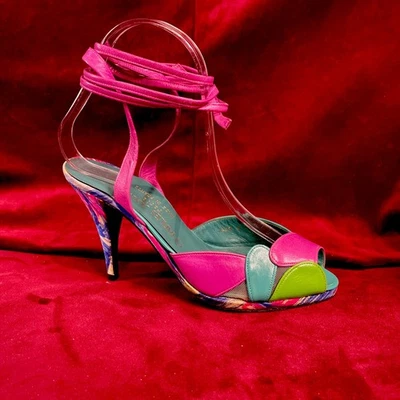 Винтажные женские туфли сандалии Charles Jourdan с ремешком на лодыжке диско 1970-е - Изображение 1 из 4