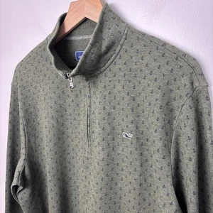 Vineyard Vines Agua Salada Cuarto Cremallera Ancla Bosque Oliva Brezo Para Hombres L? Muestra - Imagen 1 de 13
