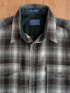 Pendleton Outdoorsman Virgin Wool Button Up Shirt Flannel Vintage Medium Plaid - Picture 1 of 12