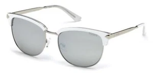 Guess GU7482 21C Silver/White Plastic Mirrored Sunglasses Round Frame 55-18-135 - Picture 1 of 3