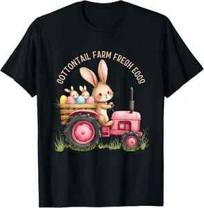 Easter Bunny Farmhouse Aesthetic Cottagecore Spring Art T-Shirt Hoodie - Picture 1 of 14