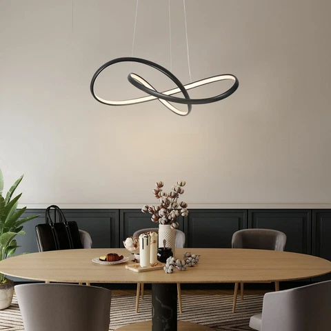 Modern LED Chandelier Aluminum Pendant Lamp Round Ceiling Lighting Dimmable NEW Cover