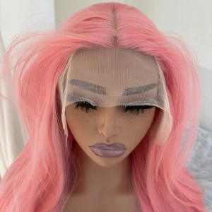Frontale T Spitzenperücke Rosa Long Straight Hitzebeständiges Haar - Bild 1 von 9