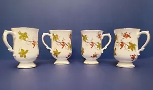 4 Royal Victoria Fine Bone China Mugs/ Pedestal Cup -Grapes Vines Leaves - 4.75" - Picture 1 of 13