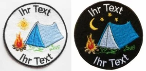 Camping Outdoor Pfadfinder Aufnäher m Wunschtext Zelt Patch 8cm (99-1) - Picture 1 of 1