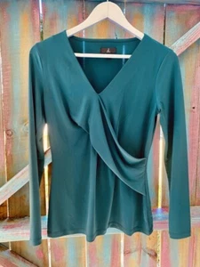 J Jason Wu Hunter Green Sexy V Neckline Jersey Fitted tops - Picture 1 of 8